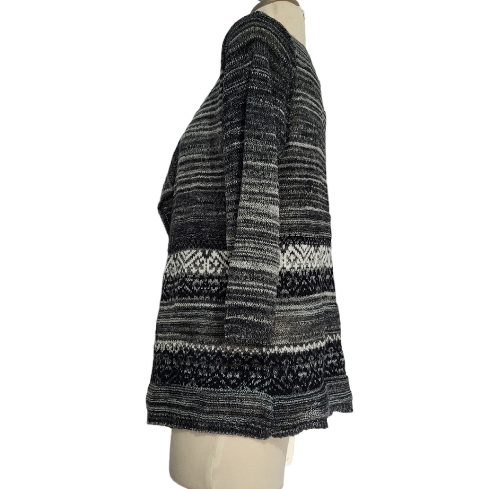 Northern Reflections Striped Open-Front Cardigan, Petite M - Picture 2 of 9